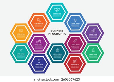 Business Visualization Timeline Infographic With Unique Steps And Icons On Isolated Background