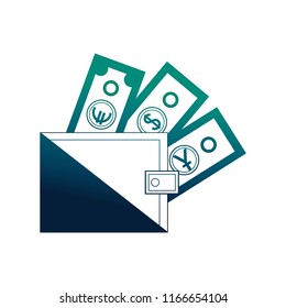 business wallet with banknote dollar yen euro money