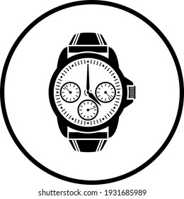 Business Watch Icon. Thin Circle Stencil Design. Vector Illustration.