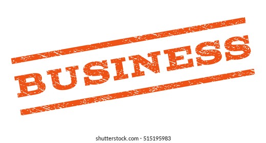 Business watermark stamp. Text caption between parallel lines with grunge design style. Rubber seal stamp with dust texture. Vector orange color ink imprint on a white background.