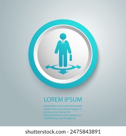 Business way blue icon on the white background vector flat sign