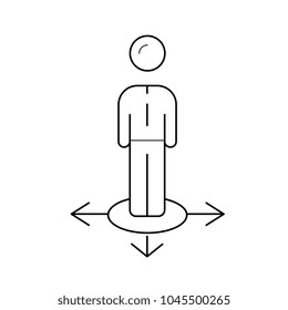Business way vector line icon isolated on white background. Man choosing best business way to achieve his goals line icon for infographic, website or app.