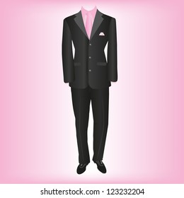business wear, classic men's suit, vector illustration