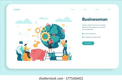 Business web banner or landing page. Idea of strategy and achievement in teamwork. Target and key to success. Brainstorm and strategy. Isolated vector illustration in flat style