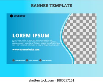 Business web banner template in blue color