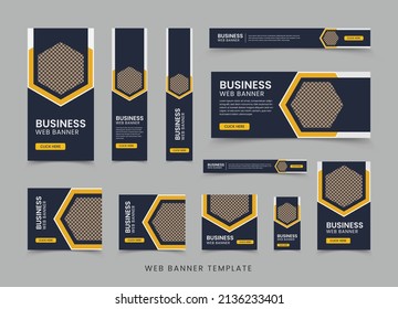 Diseño de plantillas de banner web de negocios, diseño de banners web verticales y horizontales de vectores