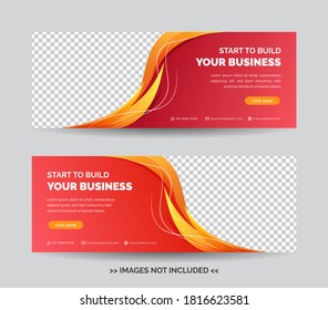 Business Web Banner Template with orange and pink gradient color background