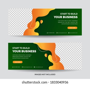 Business Web Banner Template with orange and Green gradient color background