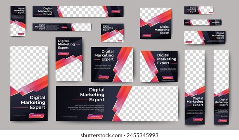 business web banners template design with image space. vector