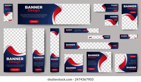 Business web banners template design with image space. vector	