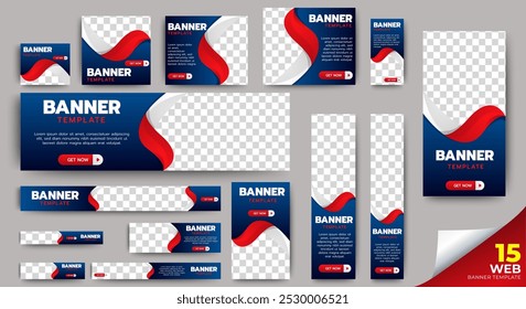 Business web banners template design with image space. vector