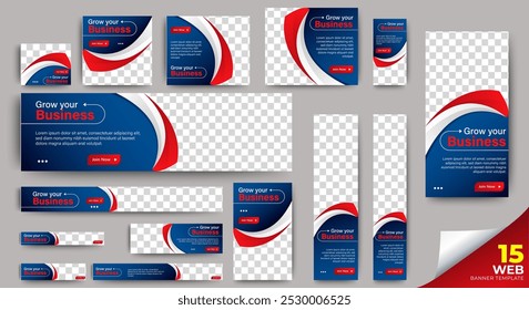 Business web banners template design with image space. vector