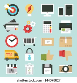 business web, commerce minimal design icons set. vector