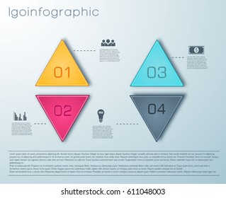 Business web design numbered infographics elements on grey background flat vector illustration