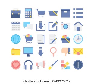 Business Web Flat Icons Set