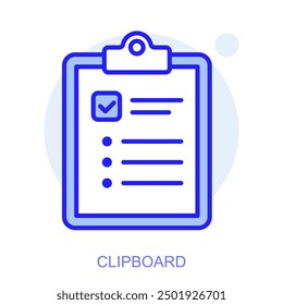 Business web icon in line style for web and mobile app. Symbol of a clipboard. Vector illustration