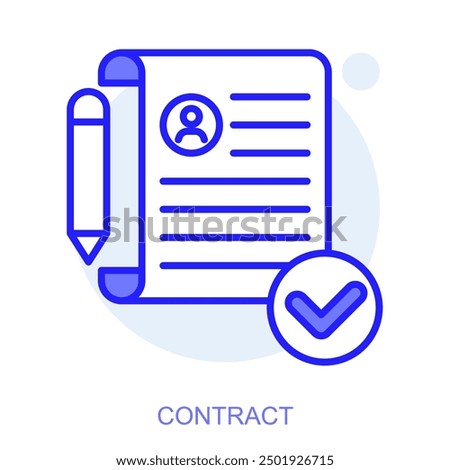 Business web icon in line style for web and mobile app. Symbol of a contract. Vector illustration
