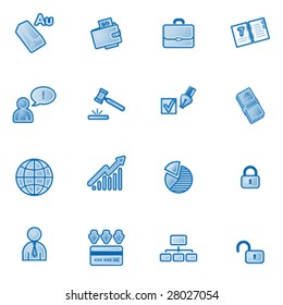 Business web icons, blue series