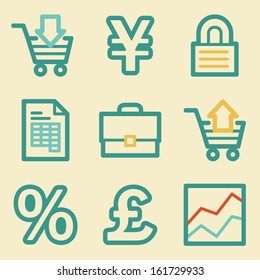 Business web icons, retro colors
