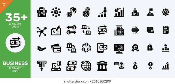 Business web icons set. Business and finance - simple thin line icons collection. Containing money, management, team, finance, business people, teamwork, graphic and more. Simple web icons set