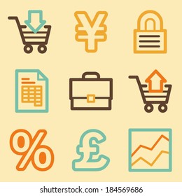 Business-Web-Symbole im Retro-Stil 