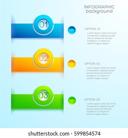 Business web infographic concept with three options colorful horizontal banners and circles on light background vector illustration