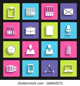business, web and office flat design icon set. template elements for web and mobile applications