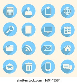 business, web and office flat design icon set. template elements for web and mobile applications