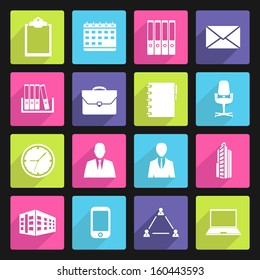 business, web and office flat design icon set. template elements for web and mobile applications