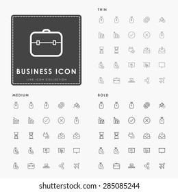 business and web on thin, medium and bold outline icons concept