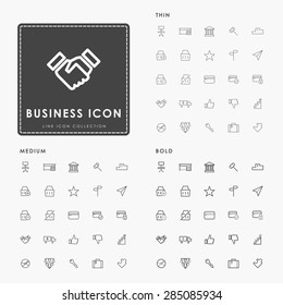 business and web on thin, medium and bold line icon concept