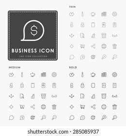 business and web on thin, medium and bold minimal line icons concept