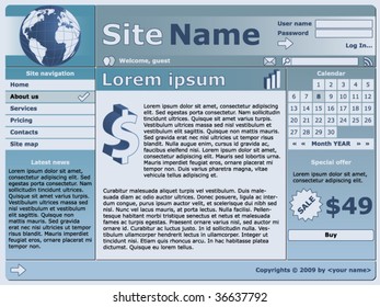 Business web site design template, vector
