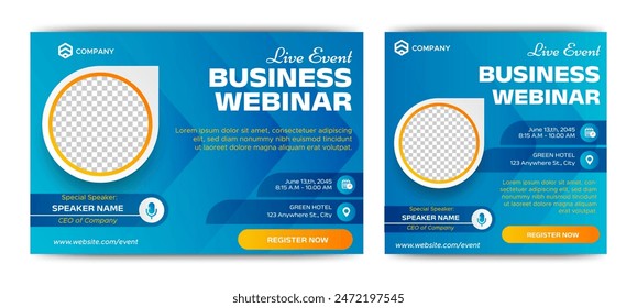 Business Webinar banner invitation template design. vector