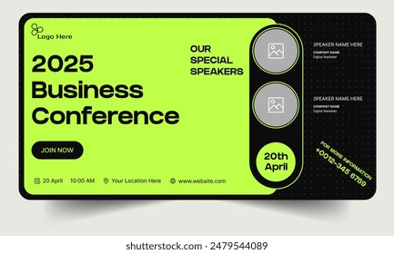 Business webinar banner template design, monthly conference web banner template, editable  vector eps 10 file format