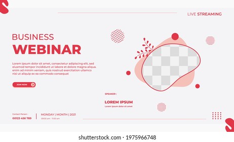 Business webinar banner template for website with fluid frame suitable for romantic theme, children concept and more