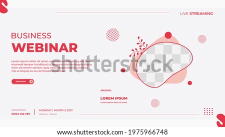 Business webinar banner template for website with fluid frame suitable for romantic theme, children concept and more