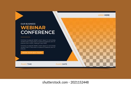 Business webinar Conference Concept Banner Template or social media horizontal banner. Invitation web banner to the online conference for seminar, presentation, promotion, webinar and lecture.