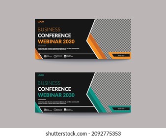Business webinar Conference Concept Banner Template design or social media horizontal banner.professional business conference postcard template design.