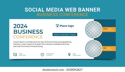 Business webinar Conference Concept Banner Template or social media horizontal banner design. Live conference banner design template