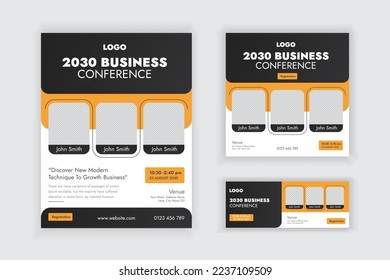 Business webinar conference Flyer Social Media Post And Cover Banner Template Set Design