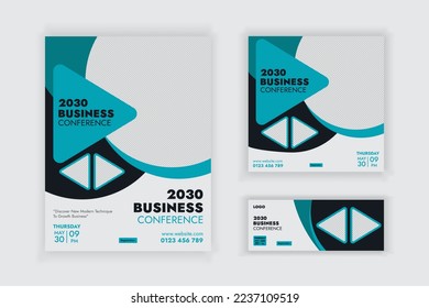Business webinar conference Flyer Social Media Post And Cover Banner Template Set Design