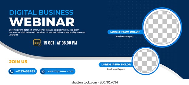 Business Webinar Conference Horizontal Banner Design. Modern Banner Design With Place For The Photo. Usable For Banner, Cover, And Header.