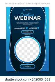 business webinar course blue flyer poster banner template design, event promotion vector