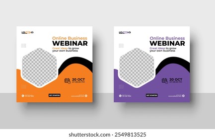 Business webinar Digital Marketing Social Media Post template Design, Creative business conference digital marketing social media web banner template, 