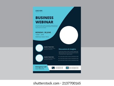 Business Webinar Flyer Template. Online webinar flyer leaflet design. Webinar Conference flyer poster design.