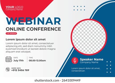Business webinar horizontal banner design. Modern banner design background and place for the photo. Usable for banner, cover, and header.