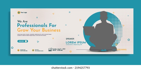 Business webinar horizontal banner template design. Very suitable for online class programs, marketing, etc.