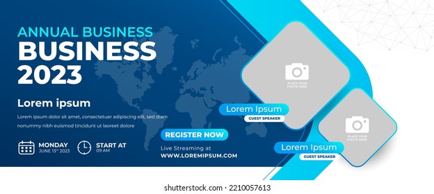 Business webinar horizontal banner template