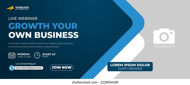 Business webinar horizontal banner template design